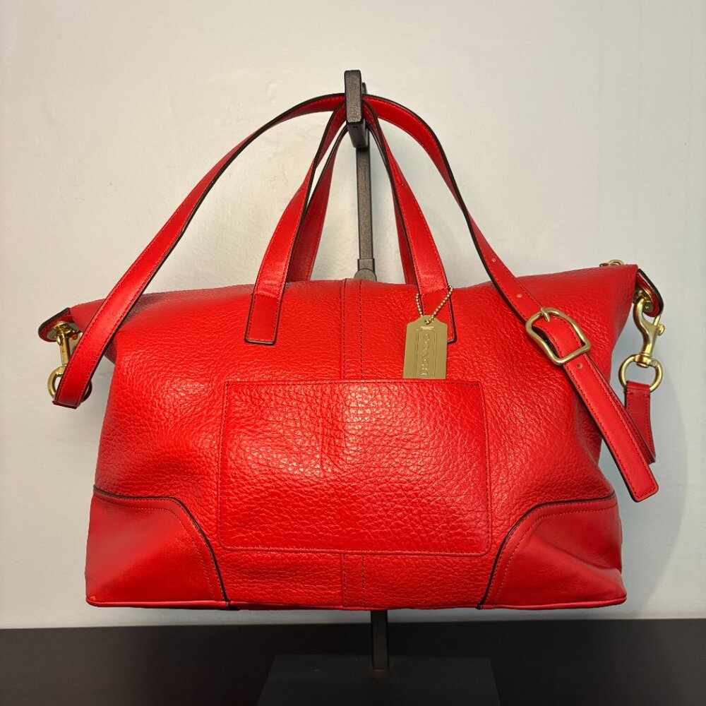Coach Hadley Luxe Grain Bright Red Leather Zip Satchel - Picture 5 of 11
